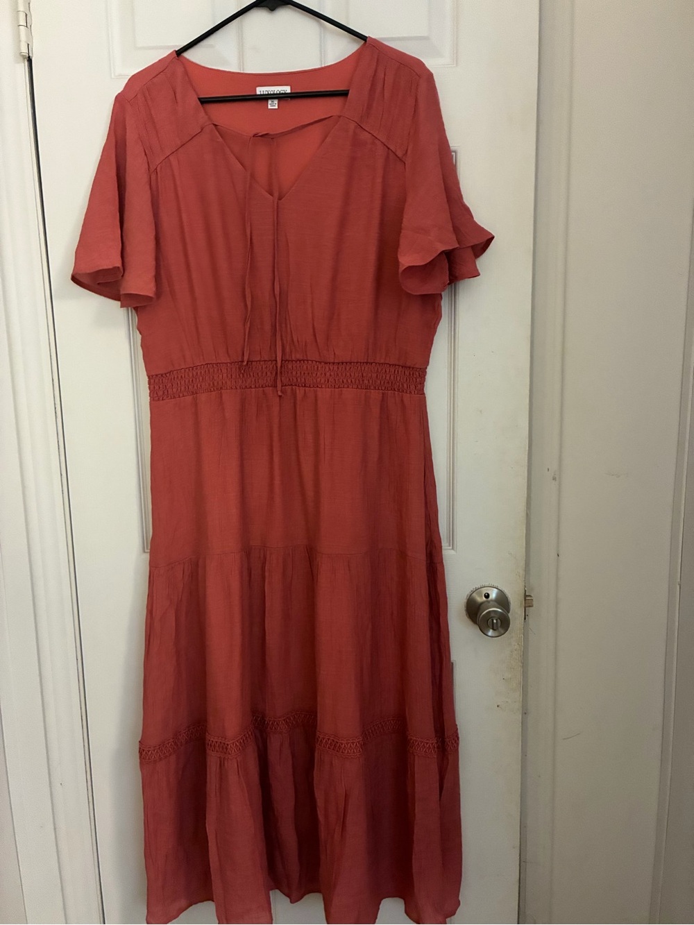 Luxology  Coral Tiered MaxiDress